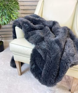 Chessington Grey Faux Fur Throw